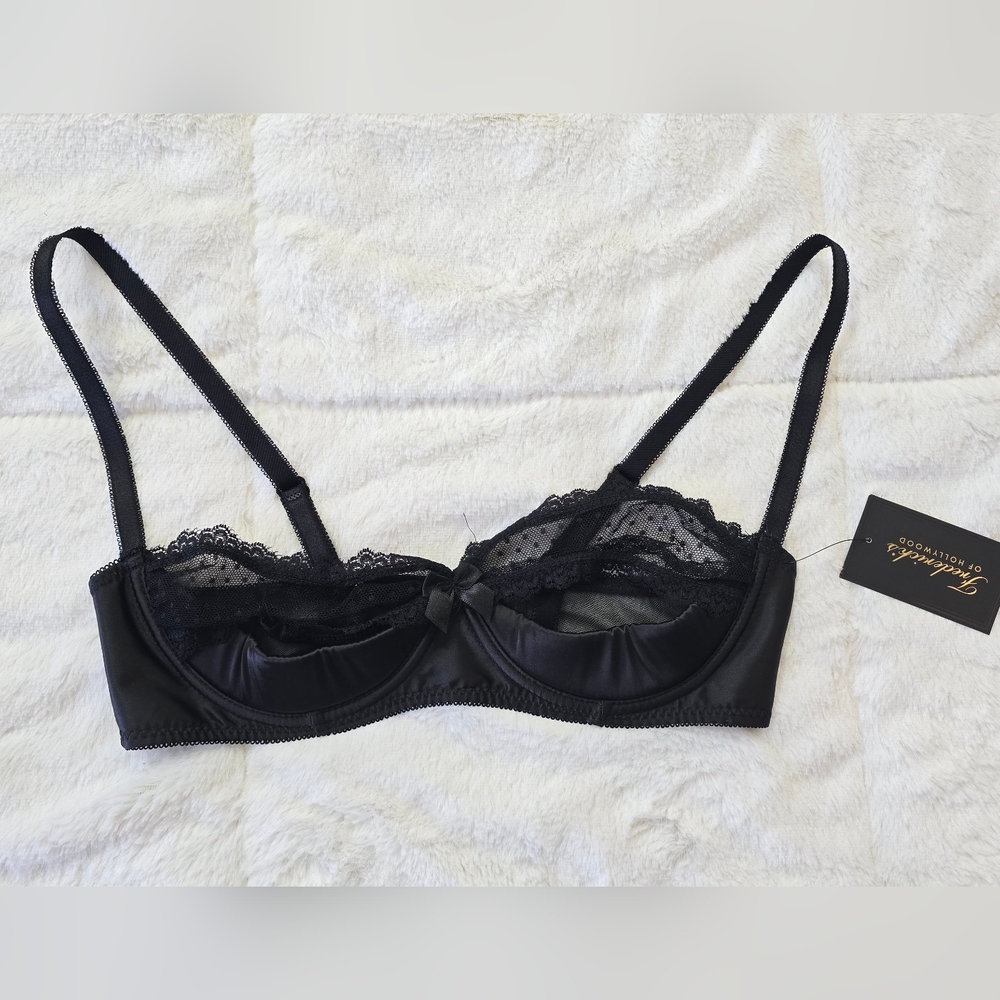 NWT Frederick's Of Hollywood Alexie Black Lace Open Cup Balconette Bra - Picture 2 of 6